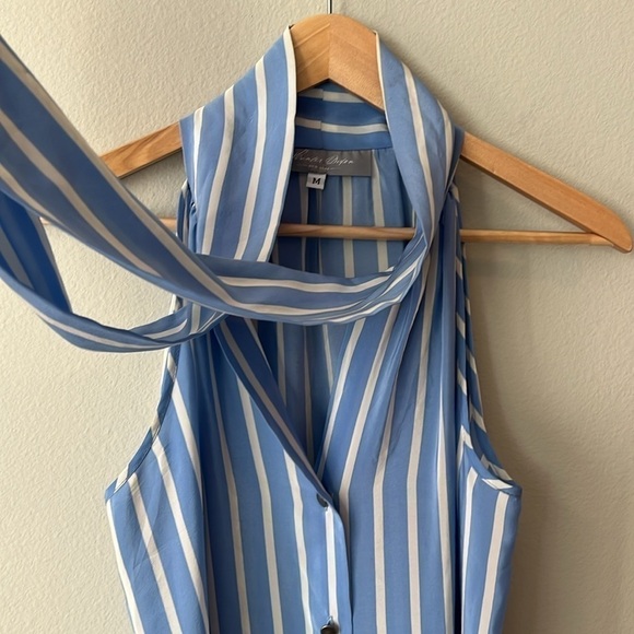 Hunter Dixon Anthropologie 100% Silk Sleeveless Mini Dress Bow Tie Size Medium - Picture 7 of 10